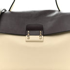 Calfskin Colorblock Mime Single Handle Bag Cream Burgundy Multicolor