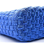 Metallic Woven Calfskin Trifolio Shoulder Bag Bluette