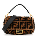 Shearling Vitello Dolce Macro FF 1974 Baguette Tobacco Black