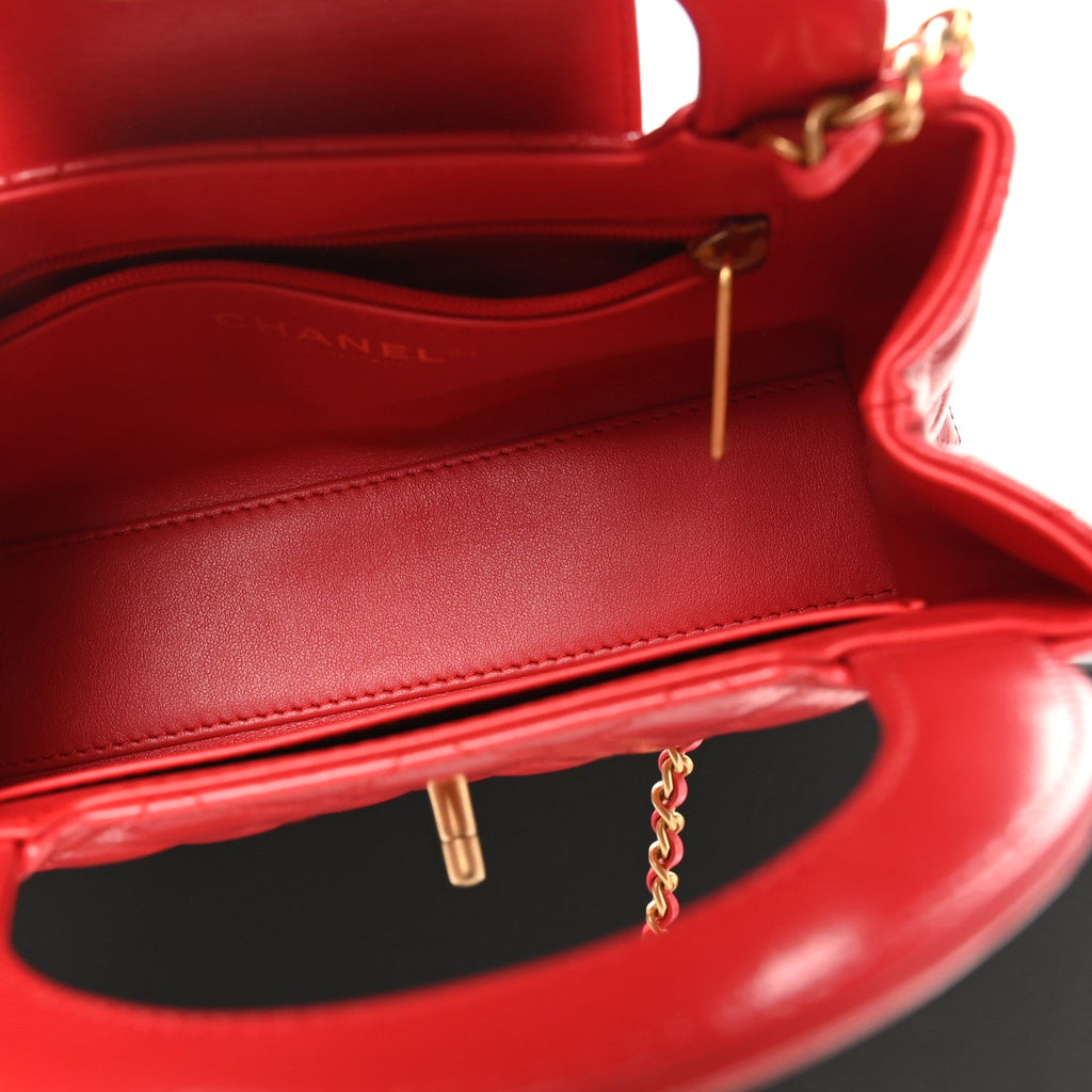 Shiny Aged Calfskin Quilted Nano Kelly Shopper Dark Red