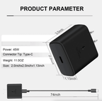 45W USB-C Super Fast Wall Charger + 6FT Cable For Samsung Galaxy S20 S21 S22 S23 - 6FT Cable