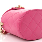 Lambskin Resin Elegant Chain Vanity Case Dark Pink