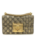 GG Supreme Monogram Bees Small Padlock Shoulder Bag Black