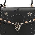Calfskin Studded Serpenti Forever Top Handle Black
