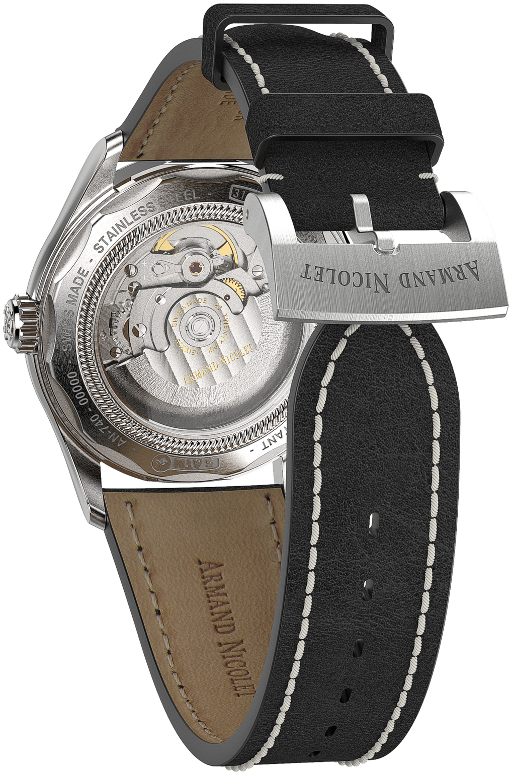 Armand Nicolet Men's Watch M02 Date 41mm Black Silver