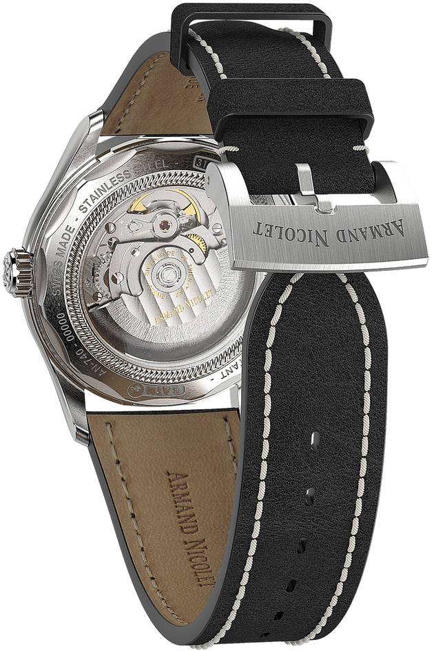Armand Nicolet Men's Watch M02 Moonphase 41mm Black Silver