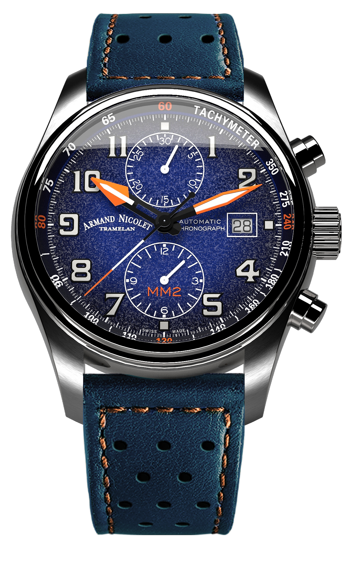 Armand Nicolet Men's Watch MM2 Chronograph 43mm Blue