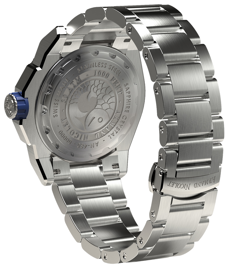 Armand Nicolet Men's Watch JS9 Date 44mm Blue Silver