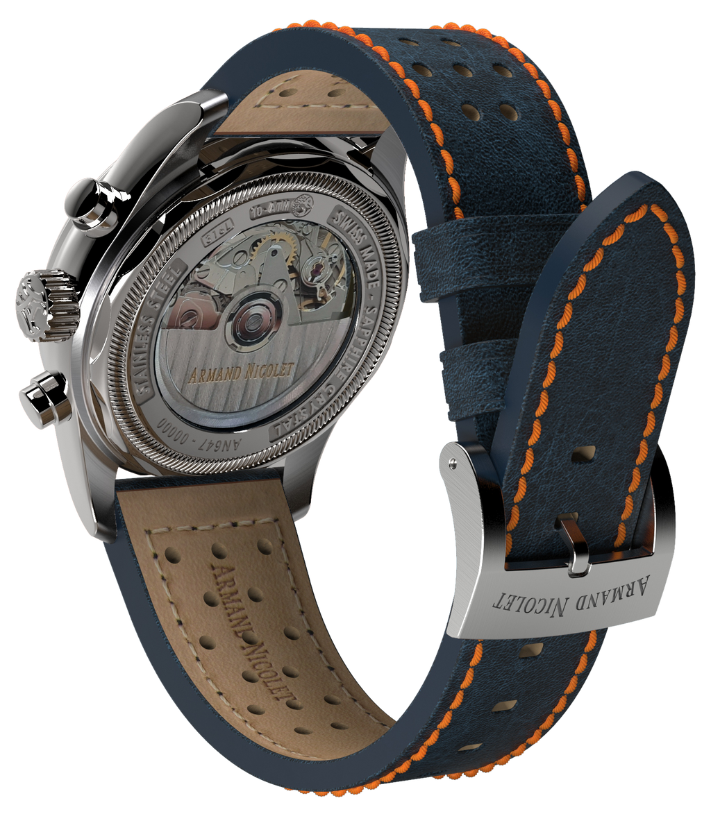 Armand Nicolet Men's Watch MM2 Chronograph 43mm Blue