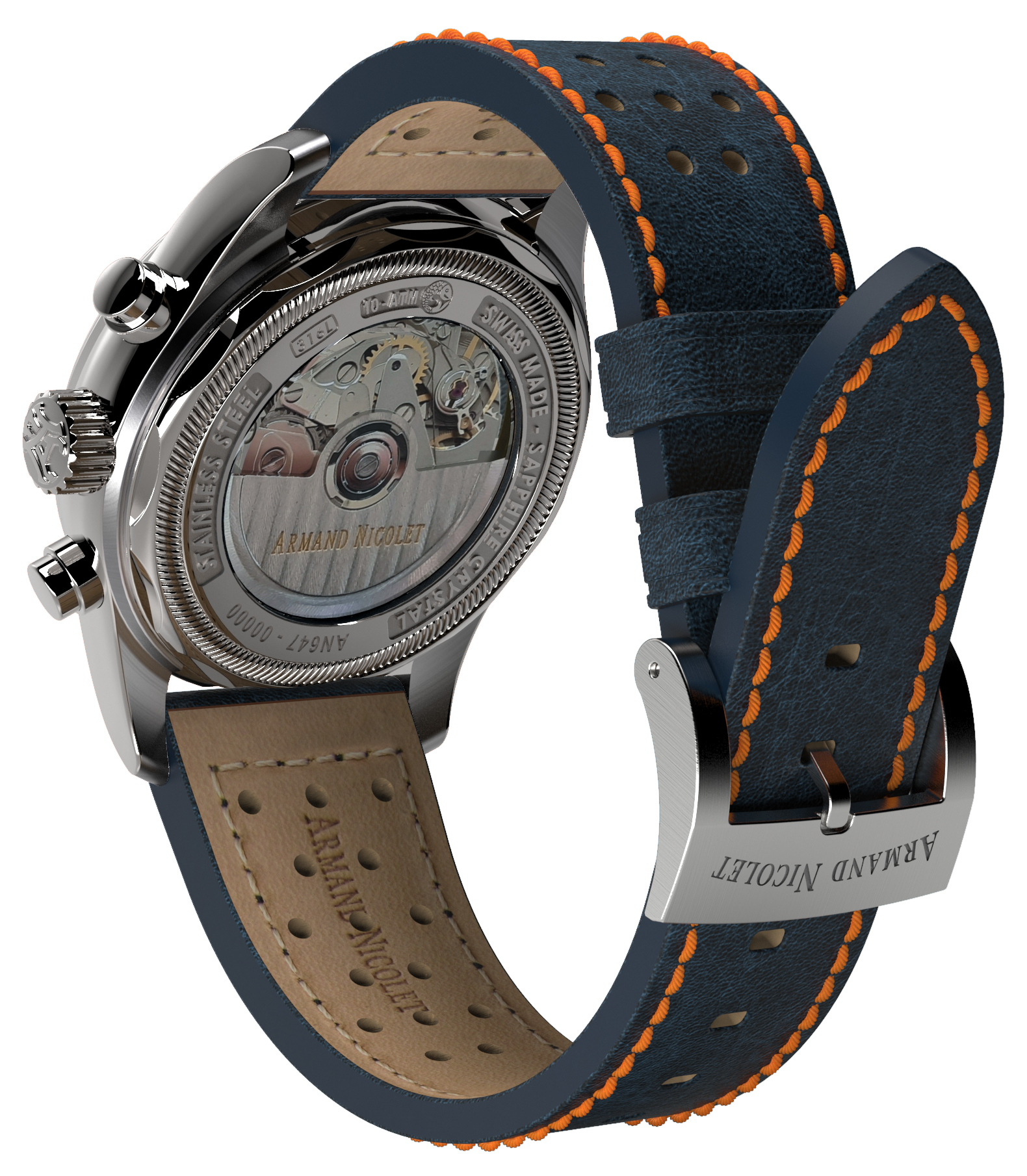 Armand Nicolet Men's Watch MM2 Chronograph 43mm Blue