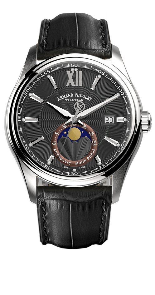 Armand Nicolet Men's Watch M02 Moonphase 41mm Black