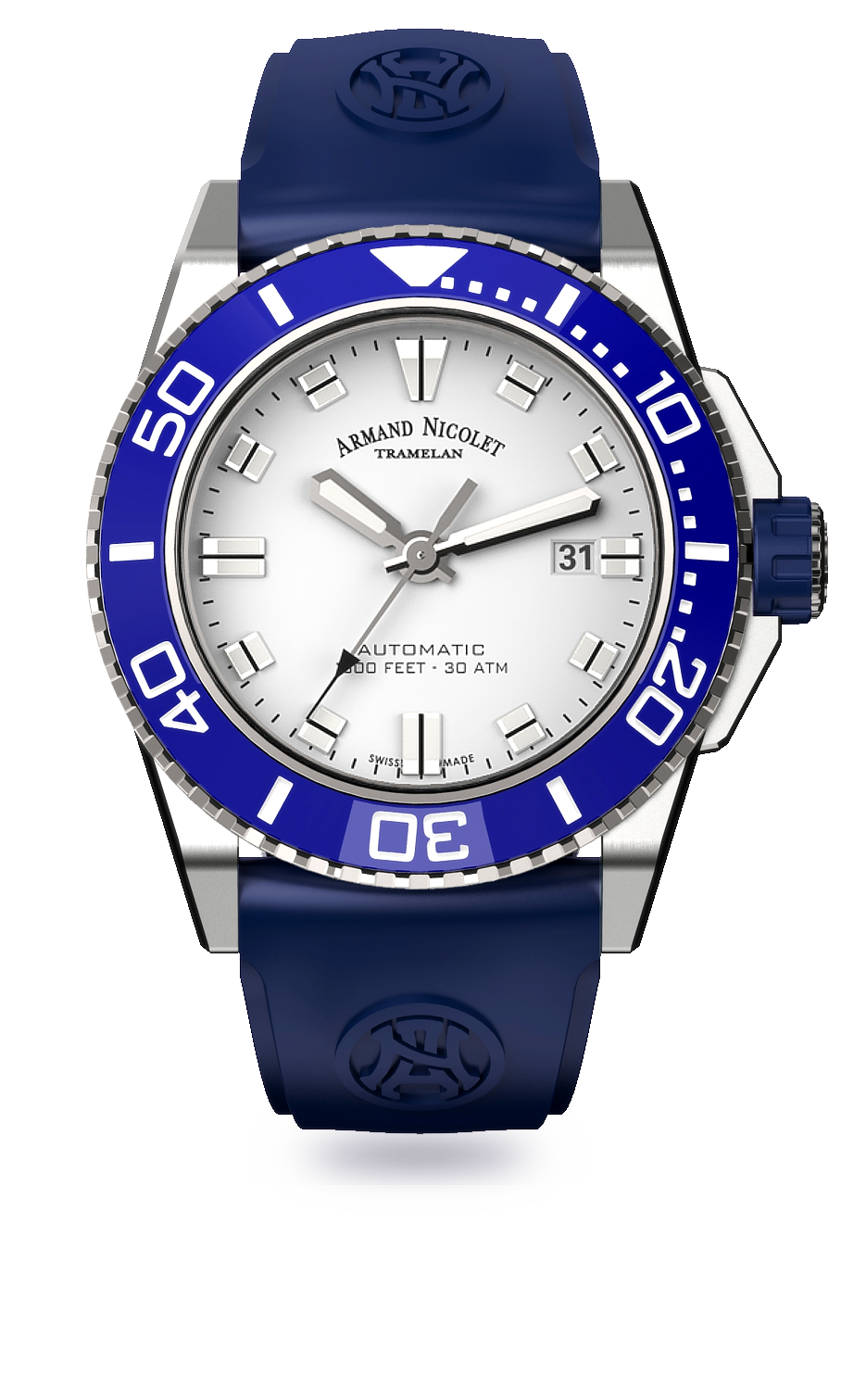 Armand Nicolet Men's Watch JS9 Date 44mm Blue Silver