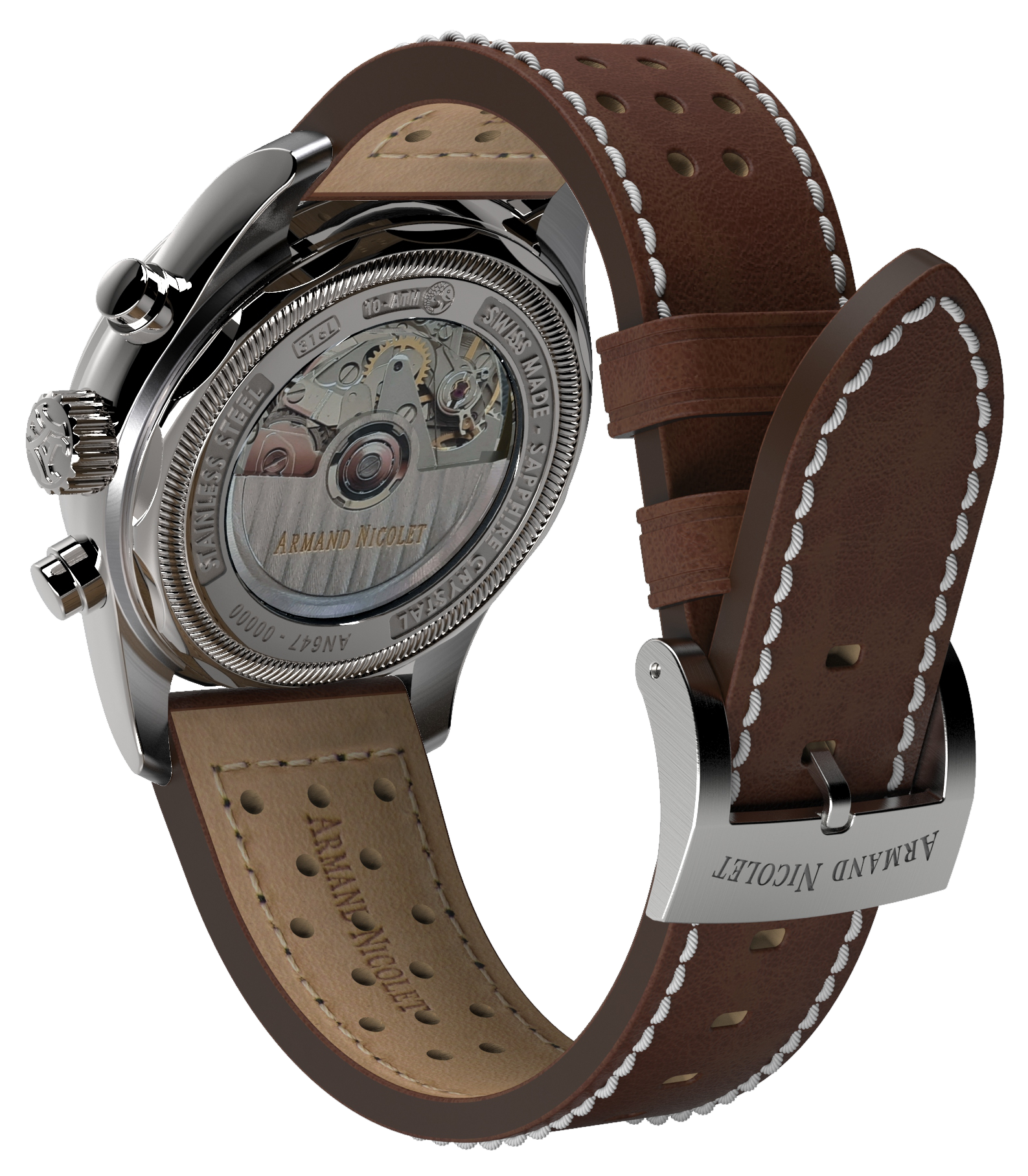 Armand Nicolet Men's Watch MM2 Chronograph 43mm Beige