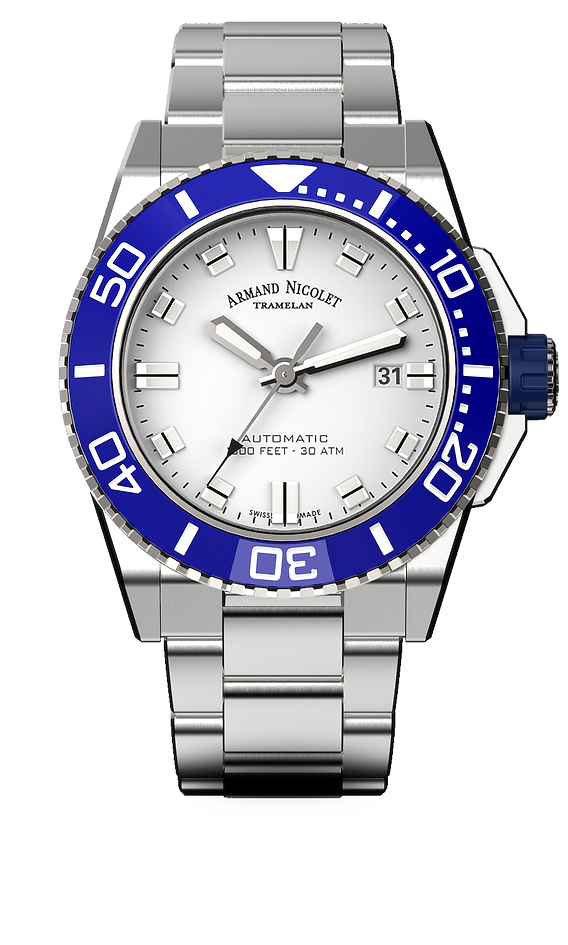 Armand Nicolet Men's Watch JS9 Date 44mm Blue Silver