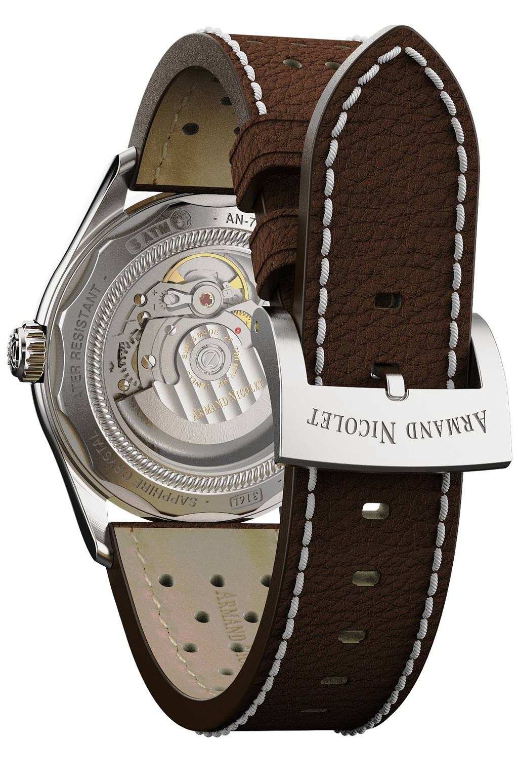 Armand Nicolet Men's Watch MM2 Date 41mm Beige Brown