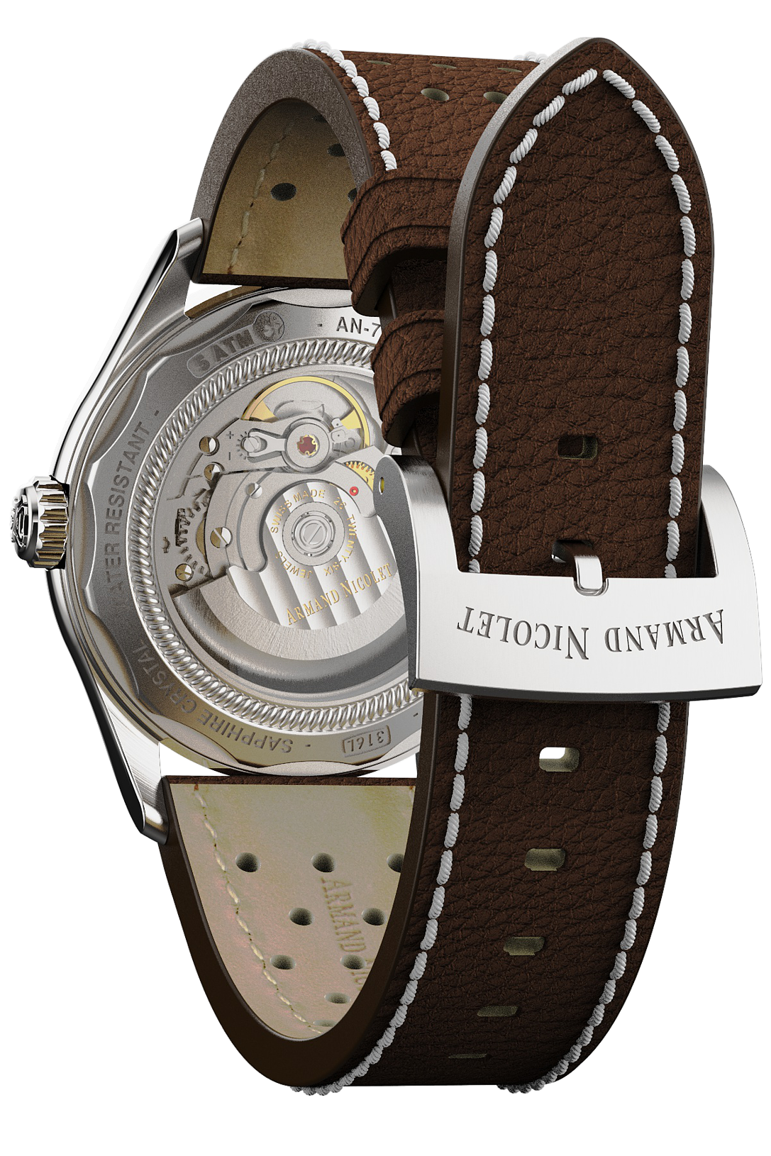 Armand Nicolet Men's Watch MM2 Date 41mm Beige Brown
