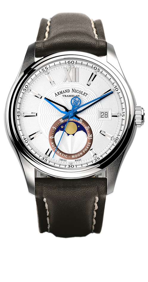 Armand Nicolet Men's Watch M02 Moonphase 41mm Black Silver