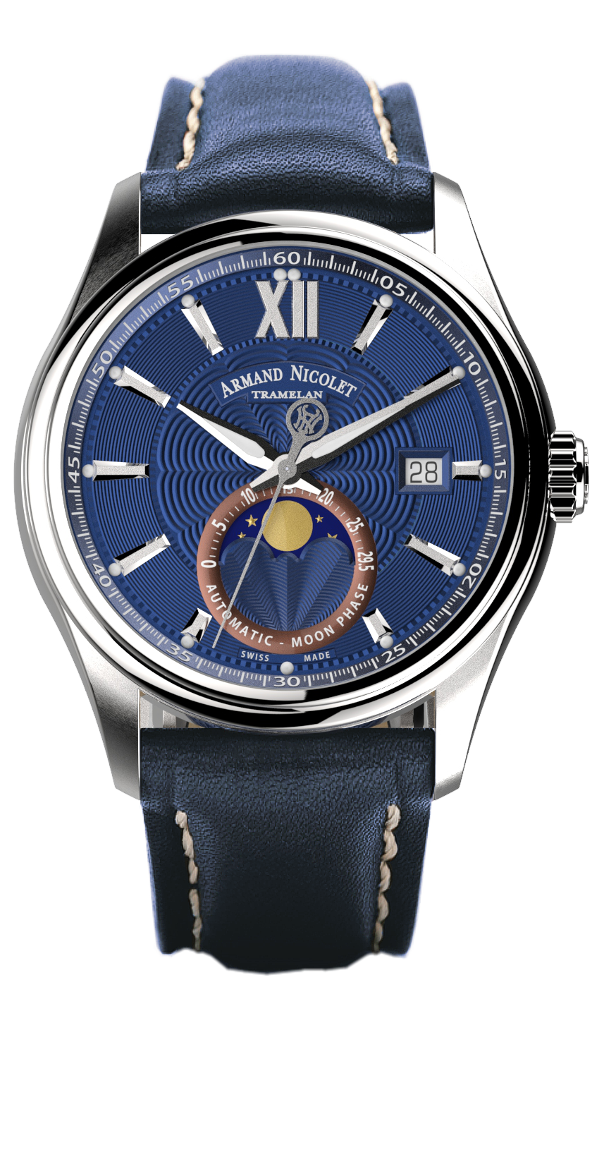 Armand Nicolet Men's Watch M02 Moonphase 41mm Blue
