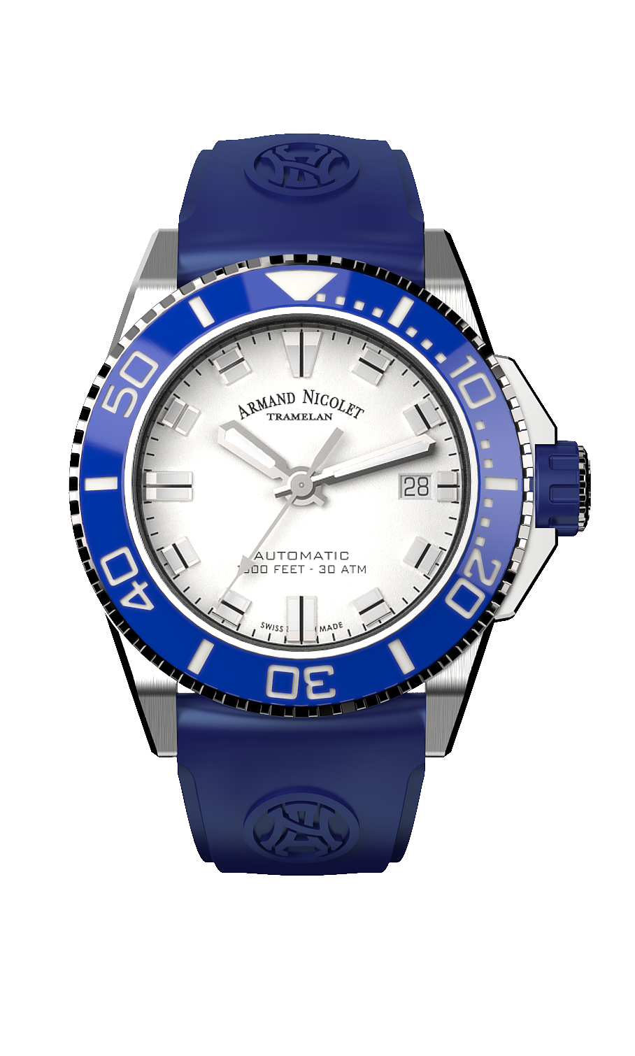 Armand Nicolet Men's Watch JS9 Date 41mm Blue Silver