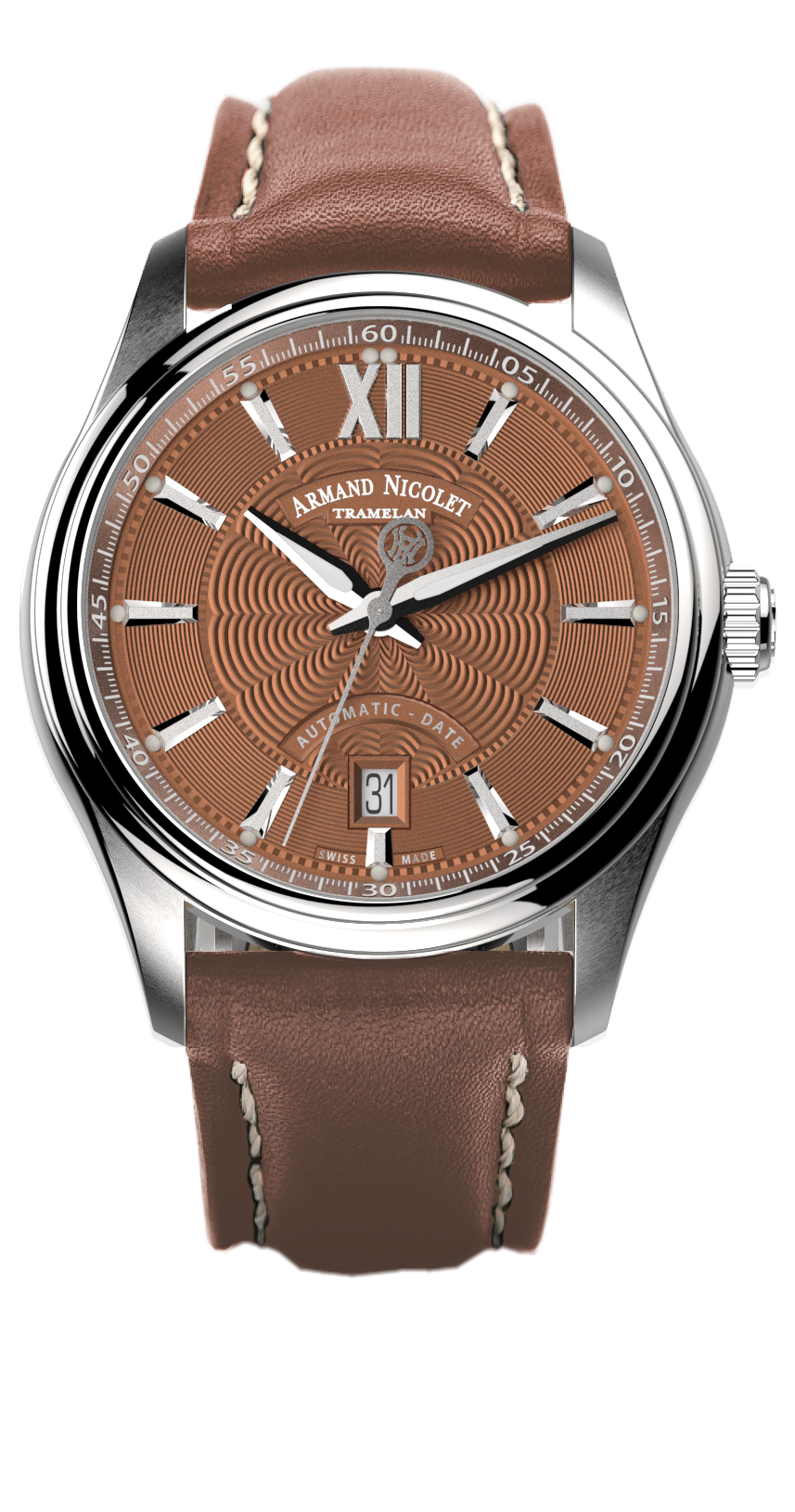 Armand Nicolet Men's Watch M02 Date 41mm Brown Copper
