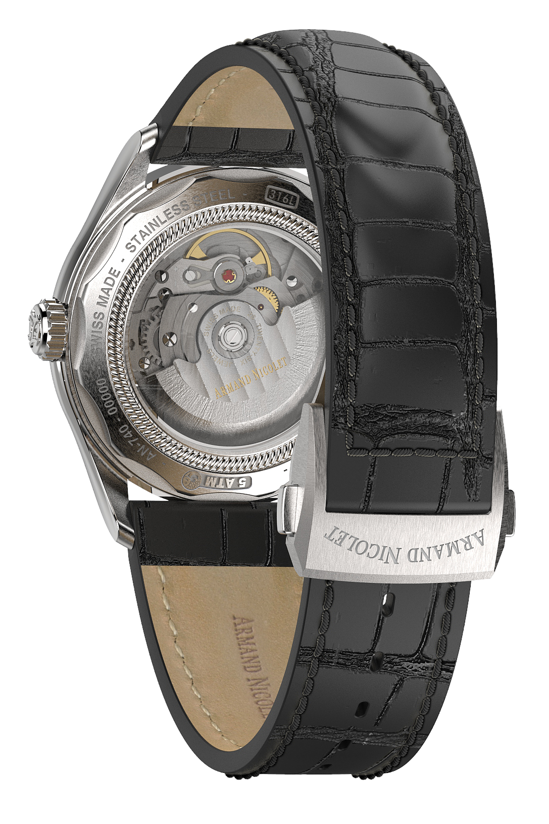Armand Nicolet Men's Watch M02 Date 41mm Black Silver