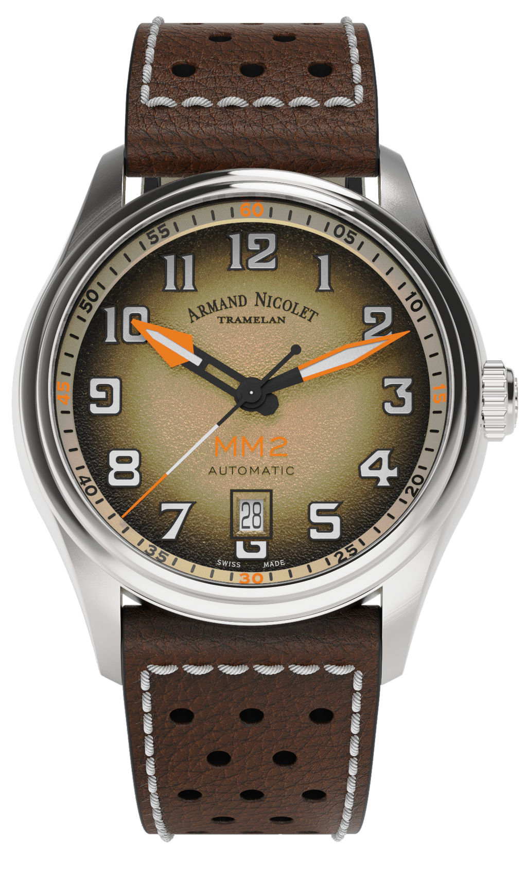 Armand Nicolet Men's Watch MM2 Date 41mm Beige Brown
