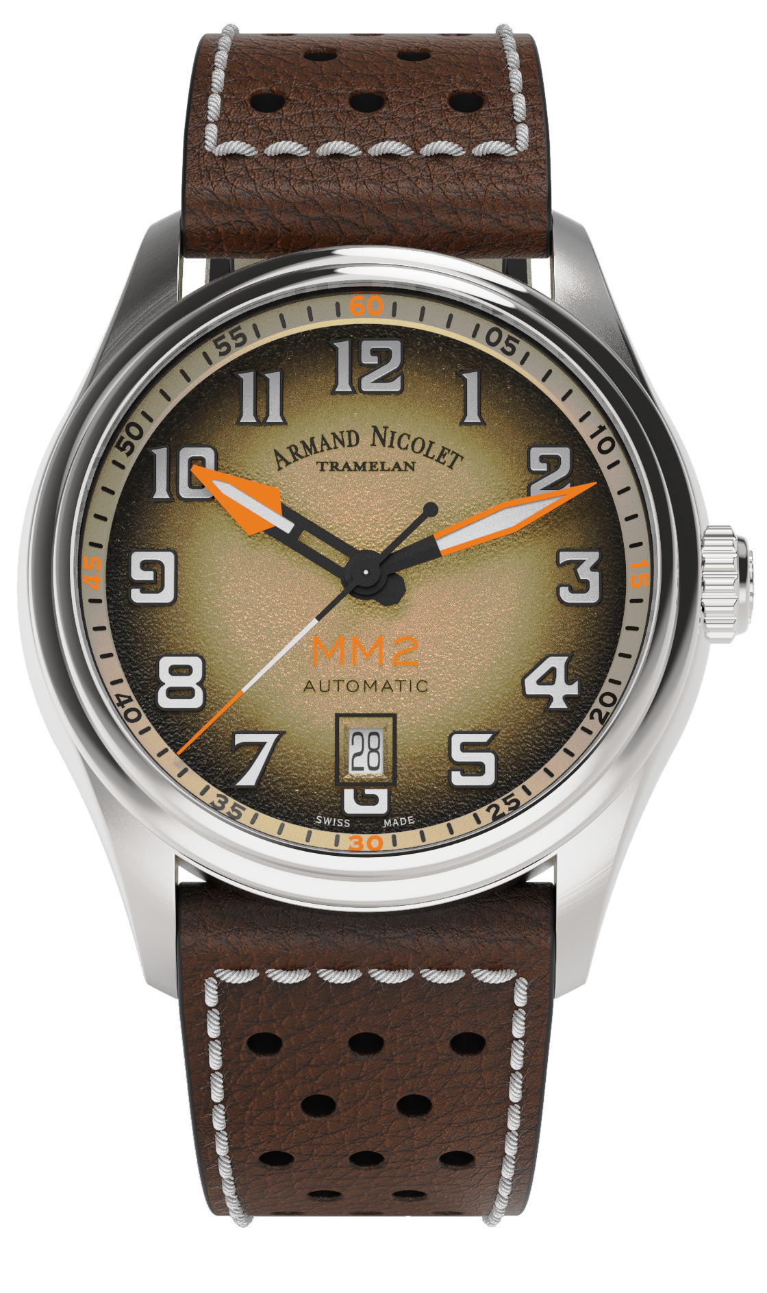 Armand Nicolet Men's Watch MM2 Date 41mm Beige Brown