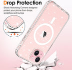 Entronix [Magnetic] Case Compatible with iPhone 15 - [Hard Back] Glitter Clear