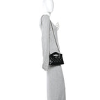 Shiny Crumpled Calfskin Quilted Nano 31 Shopping Bag Black