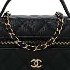 Caviar Quilted Top Handle Slim Vanity With Chain Black