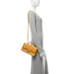 Lambskin Quilted Medium Crystal Top Handle Rectangular Flap Yellow