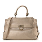 Metallic Grained Calfskin Medium Sofia Satchel Gold