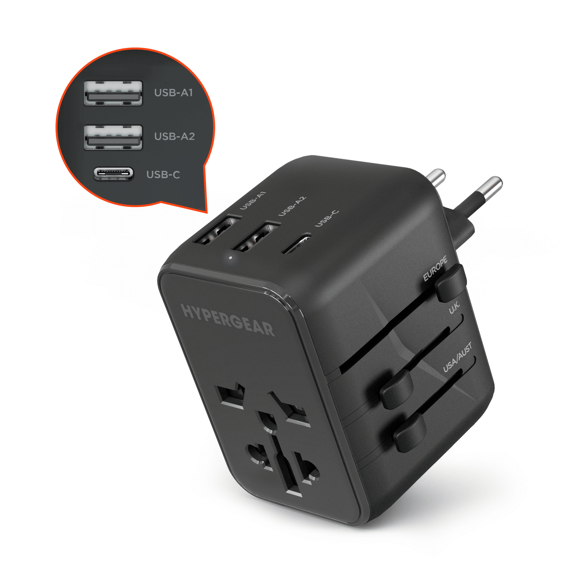 WorldCharge Universal Travel Adapter with USB-C