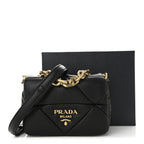 Nappa Metal Quilted Small Patchwork System Flap Bag Black