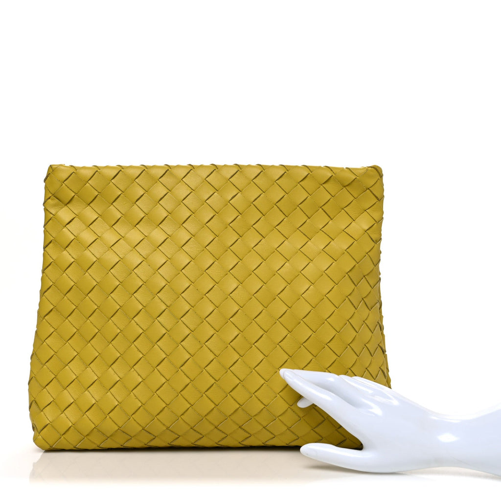 Nappa Intrecciato Fold Clutch Lemon