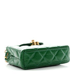 Shiny Aged Calfskin Quilted Mini Nano Kelly Shopper Green