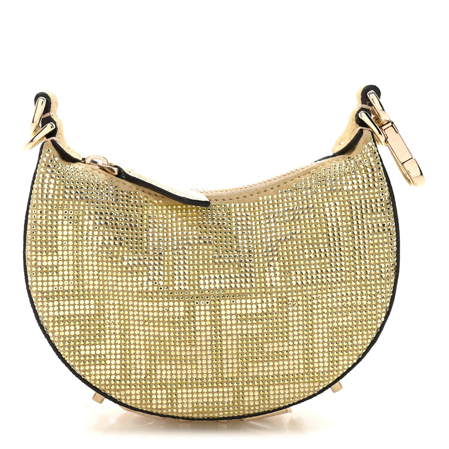 Crystal Vitello Laminato Suede FF Nano Fendigraphy Hobo Charm Platino