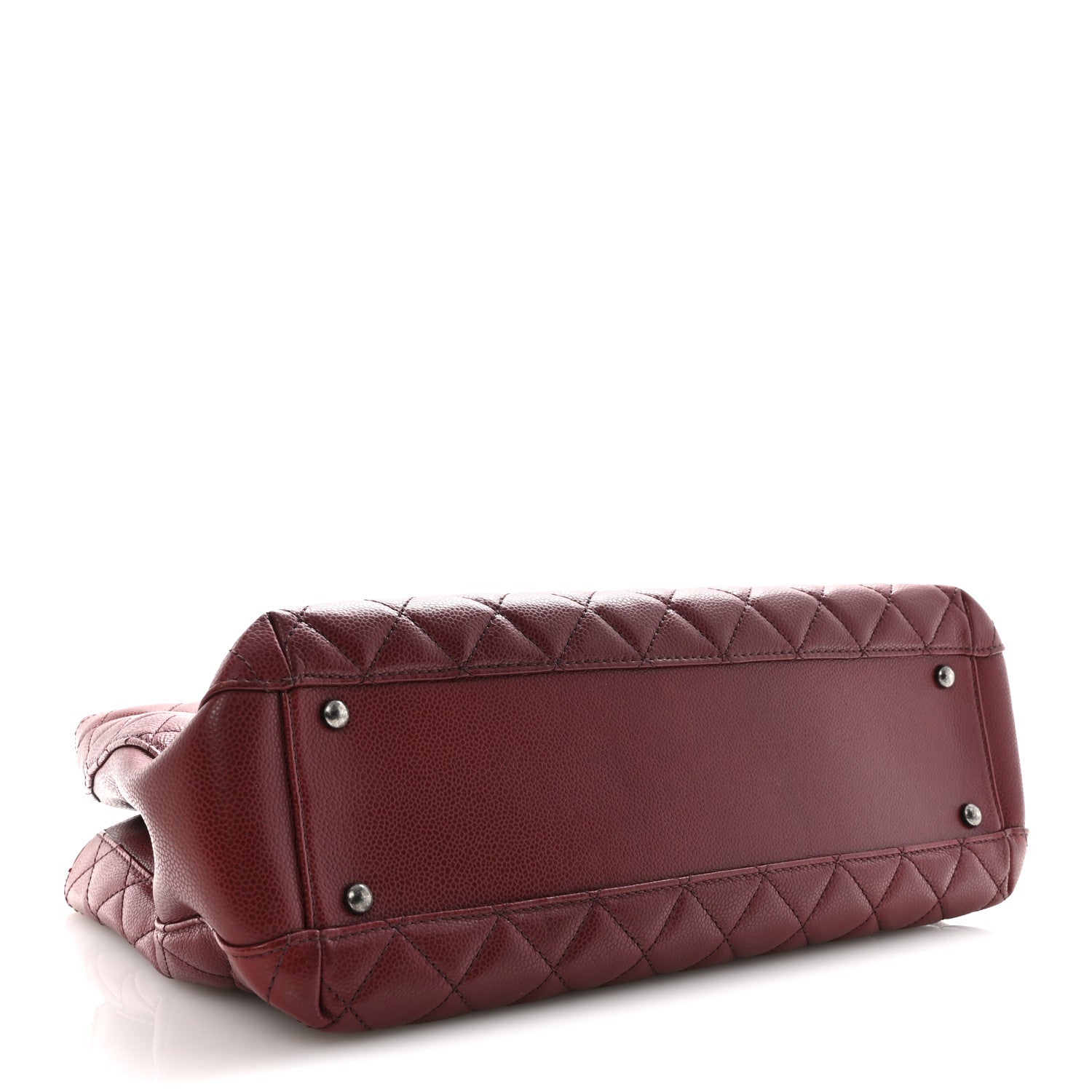 Caviar Quilted City Shopping Tote Dark Red