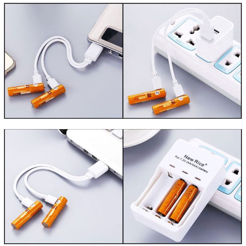 4 Pack AA USB Rechargeable Batteries