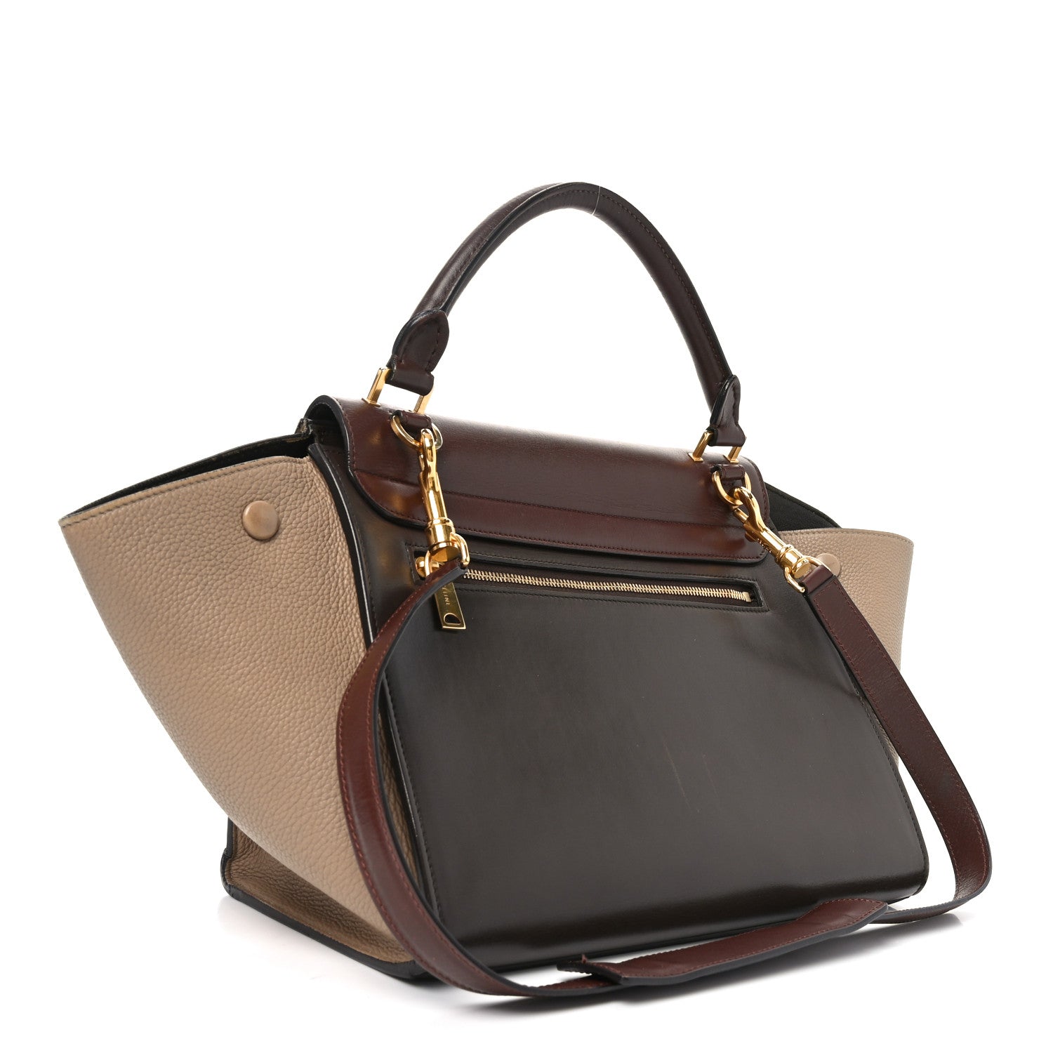 Sleek Calfskin Tri-color Small Trapeze Wine