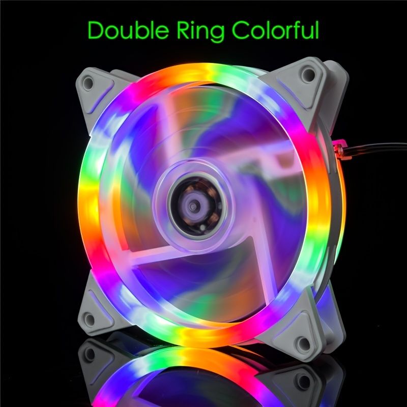 Computer Case Fan High-speed Chassis Fan 4.72inch Double-Sided Light-emitting Computer Mute Desktop Cooling Fan 16 Lights Fan 2000 Rpm 3pin+4pin