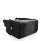 Washed Denim Quilted Medium Chanel 25 Handbag Black
