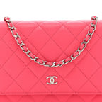 Caviar Quilted Wallet on Chain WOC Dark Pink
