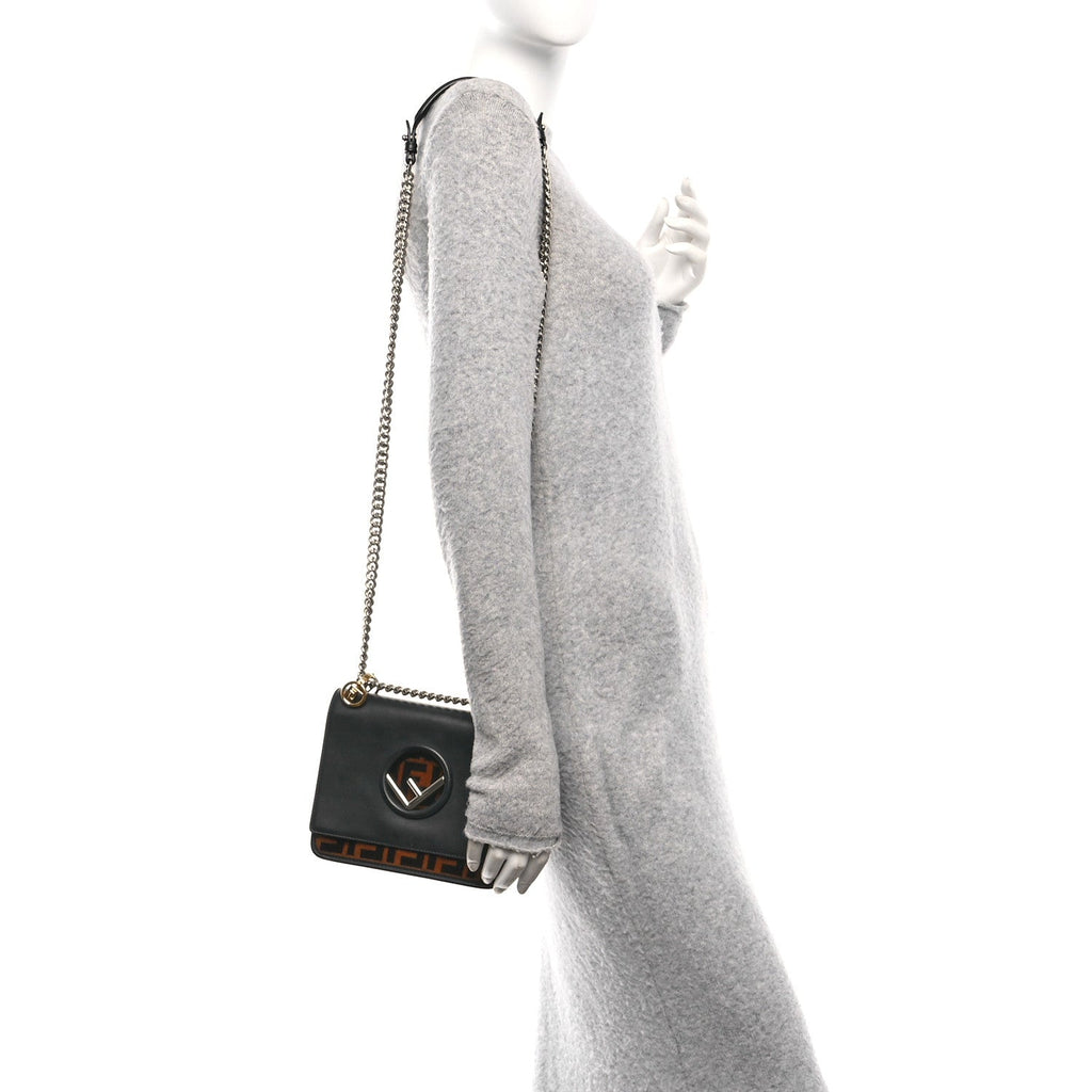 Vitello Century Velvet F is Fendi FF Small Kan I Shoulder Bag Black Tobacco