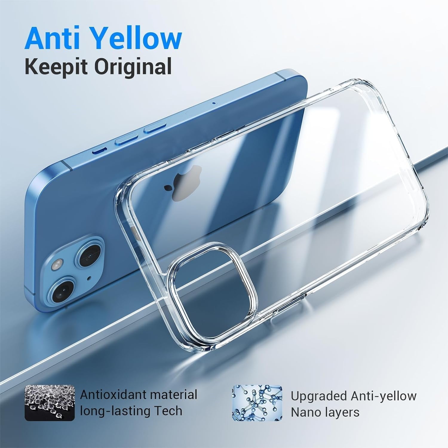 Entronix Bundle Compatible with iPhone 13 - [Soft] TPU Clear Case, 2 Clear Screen Protector & 2 Camera Lens Protectors