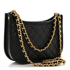Calfskin Quilted Hobo Black