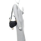 Grained Calfskin Saddle Bag With Strap Black