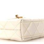 Shiny Aged Calfskin Quilted Mini Nano Kelly Shopper White
