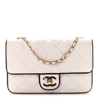 Lambskin Quilted Resin CC Mini Flap Bag White Black