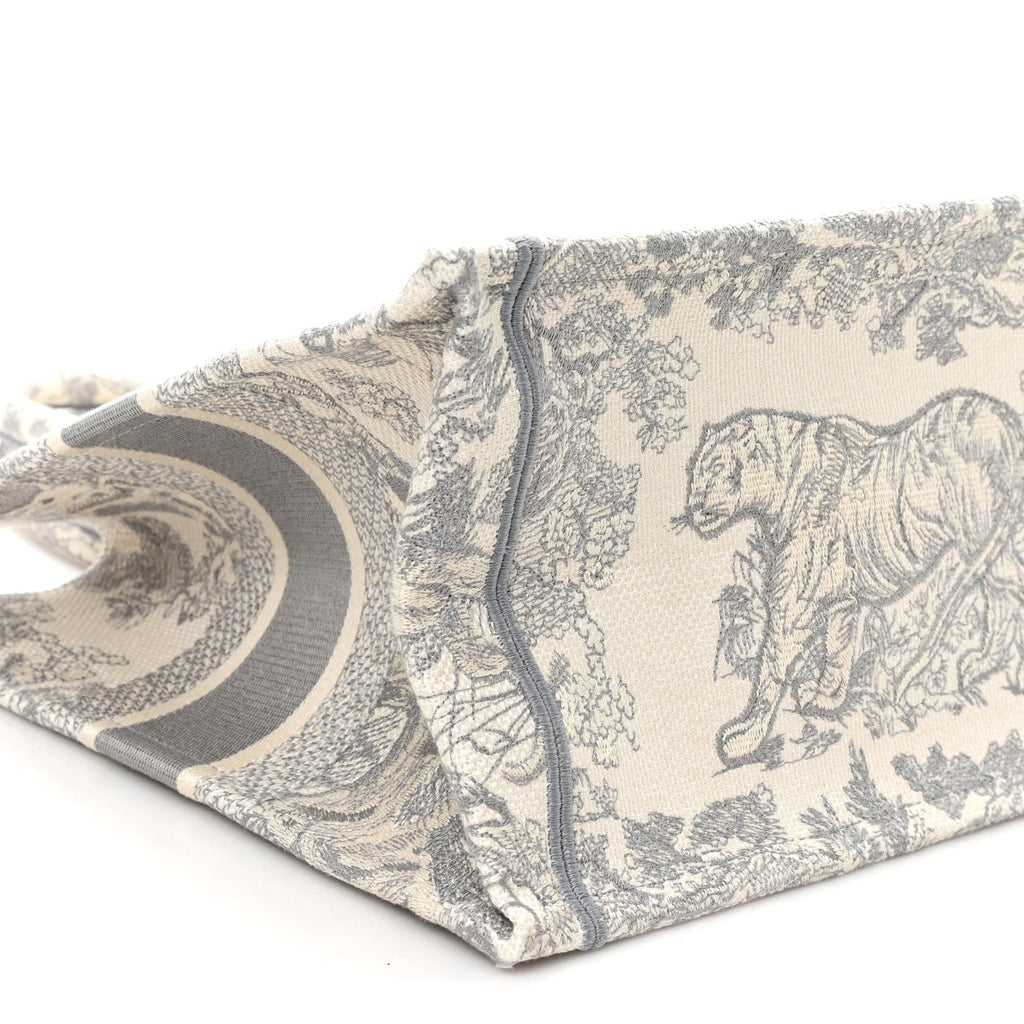Canvas Embroidered Medium Dioriviera Toile De Jouy Book Tote Gray